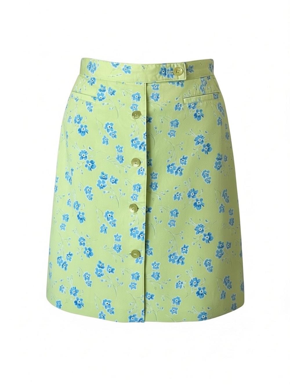 Vintage Y2K Spring Green & Blue Floral Skort - Button Front - Liz Claiborne - 10